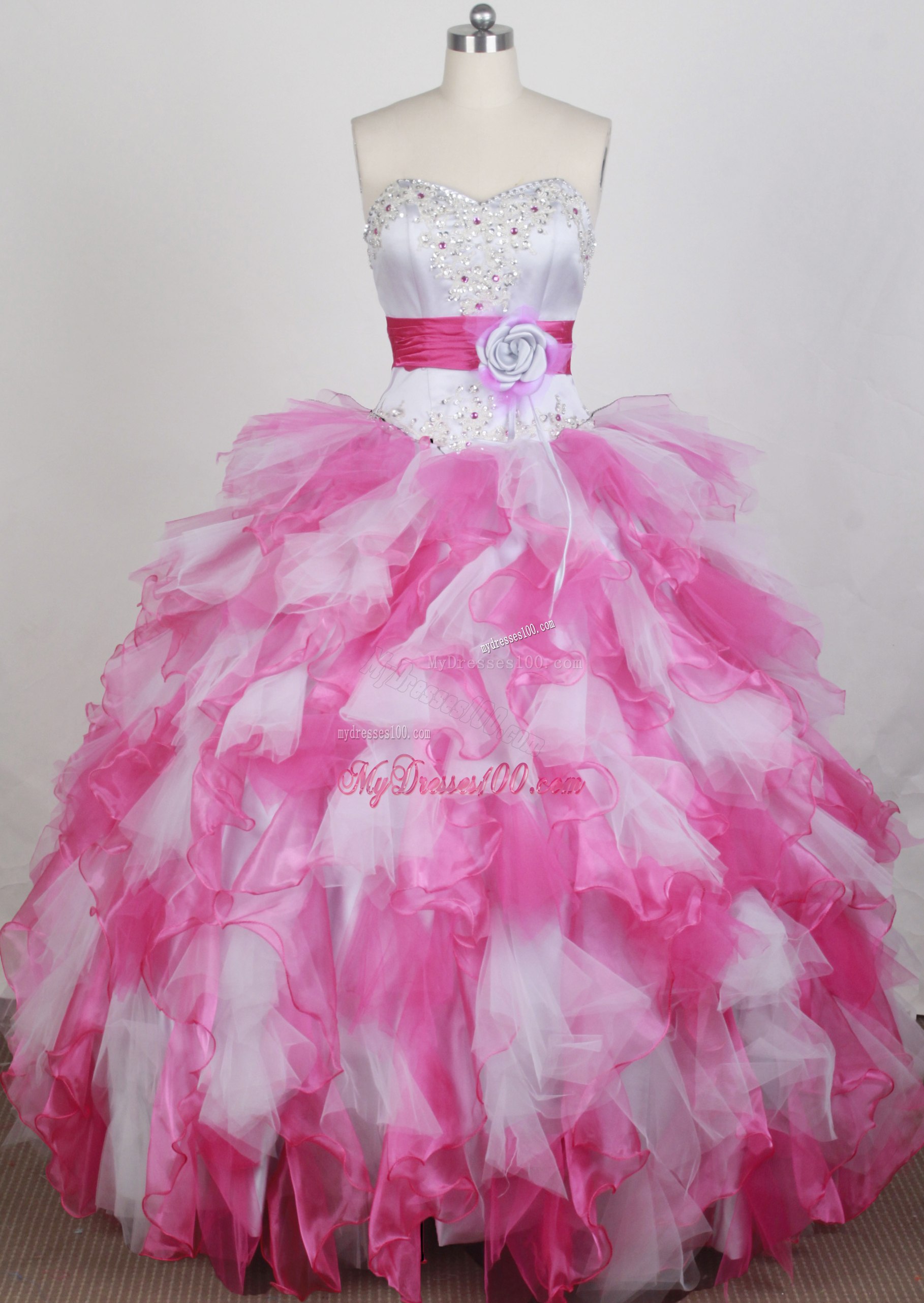 Ruffled and Beaded Flowery Dresses 16 in Multi Colors