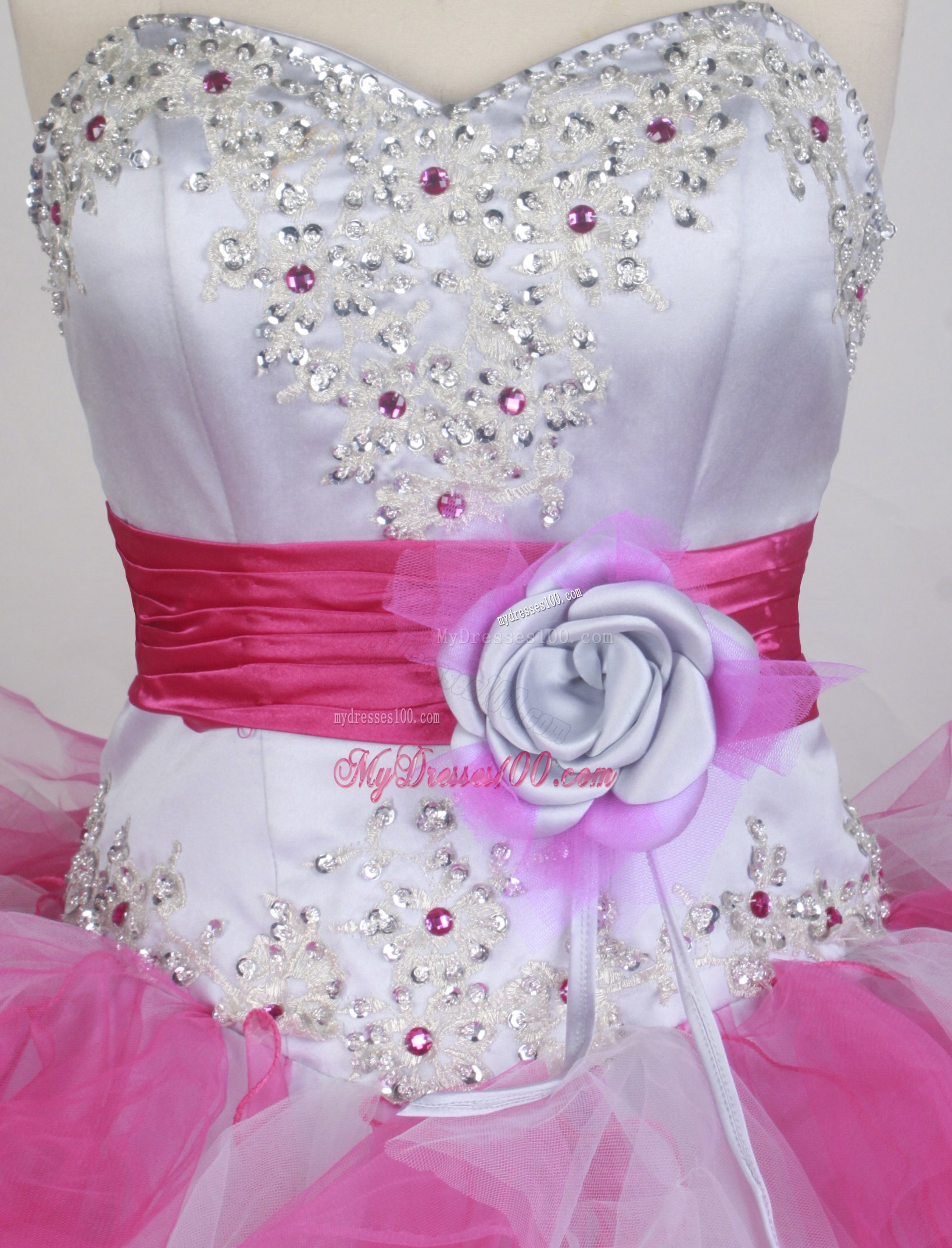 Ruffled and Beaded Flowery Dresses 16 in Multi Colors