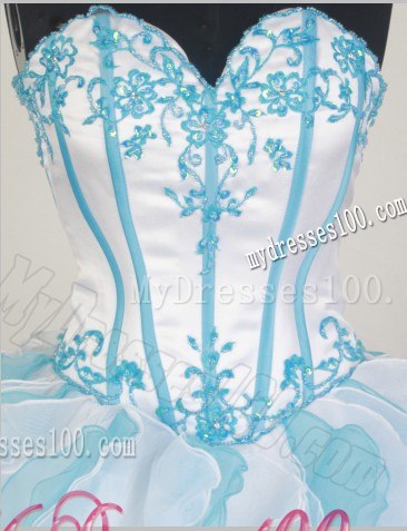 Trendy White and Blue Dresses 16 with Ruffles and Embroidery