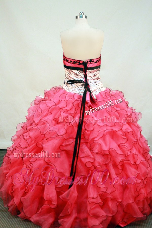 Elegant Organza Red Ruffles Quinceanera Dresses Lace-up Back Floor Length
