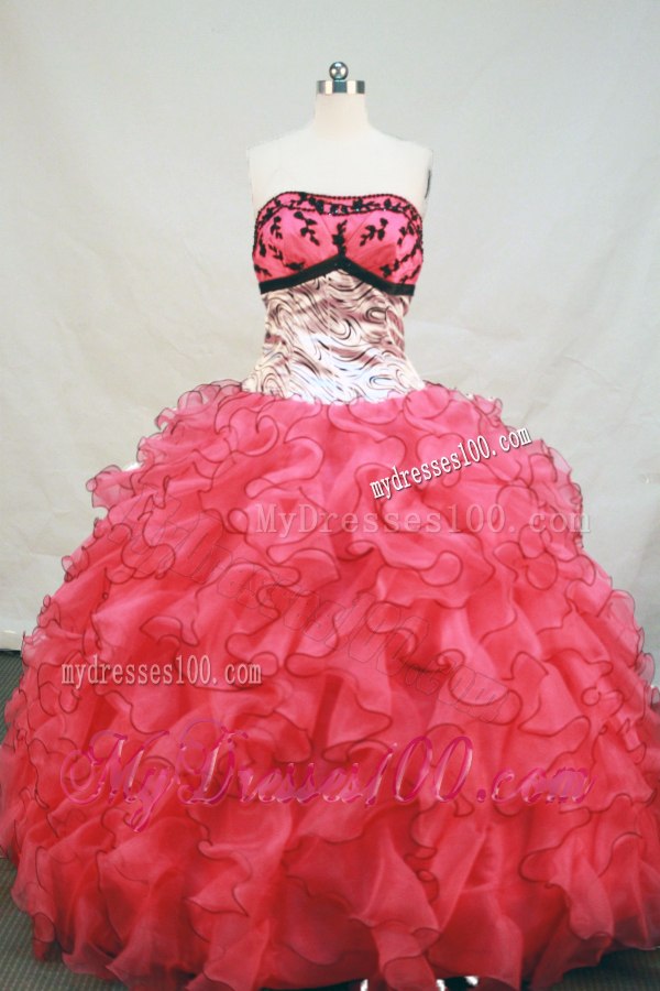 Elegant Organza Red Ruffles Quinceanera Dresses Lace-up Back Floor Length
