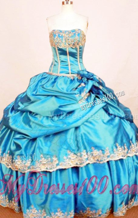 Best Seller Handmade Flower Appliques Quinceanera Gowns Ruffle-layers