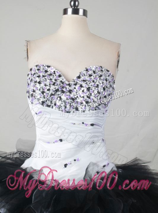 Black and White Ruffles Beaded Quinceanera Dresses for 16-year-old Girls Wholesale