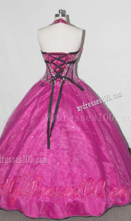 Halter Top Diamond Decorated Organza Sweet 15 Dresses For Girls
