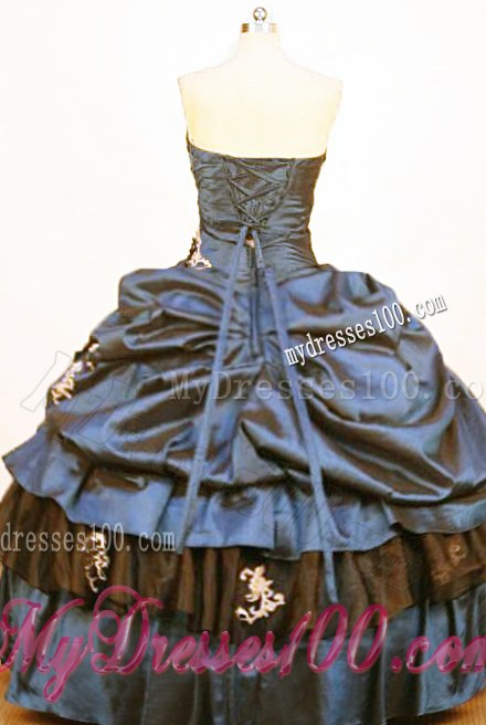 Wonderful Pick-ups Layers Appliques Quinceanera Dresses in Navy Blue