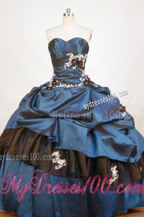 Wonderful Pick-ups Layers Appliques Quinceanera Dresses in Navy Blue
