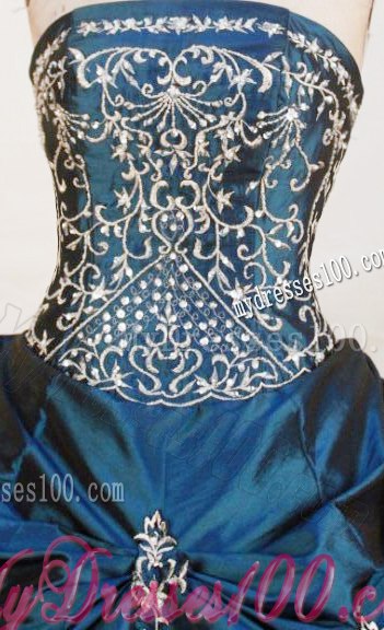 The Brand New Style Beading Appliques Pick-ups Quinceanera Dresses in Navy Blue