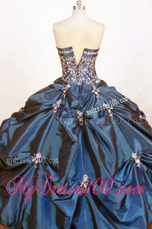 The Brand New Style Beading Appliques Pick-ups Quinceanera Dresses in Navy Blue