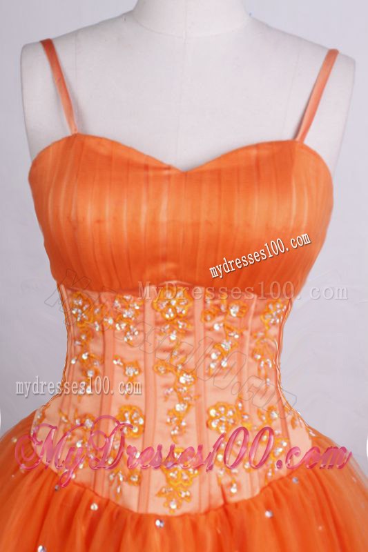 A-line Straps Tulle Sweet sixteen dresses with Beadings Sequins and Appliques