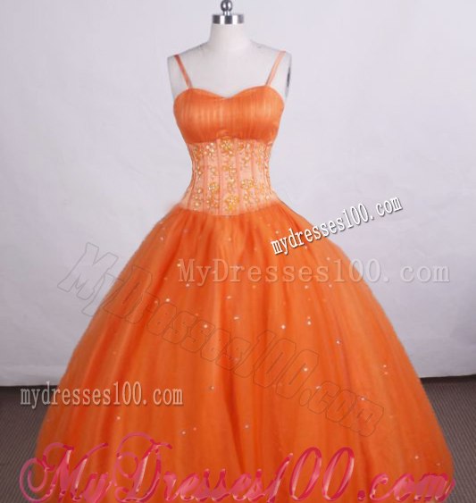 A-line Straps Tulle Sweet sixteen dresses with Beadings Sequins and Appliques