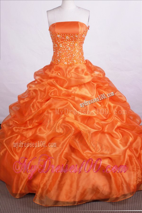 Orange Pick Ups Quince Dress with Beautiful Rhinestone Discount