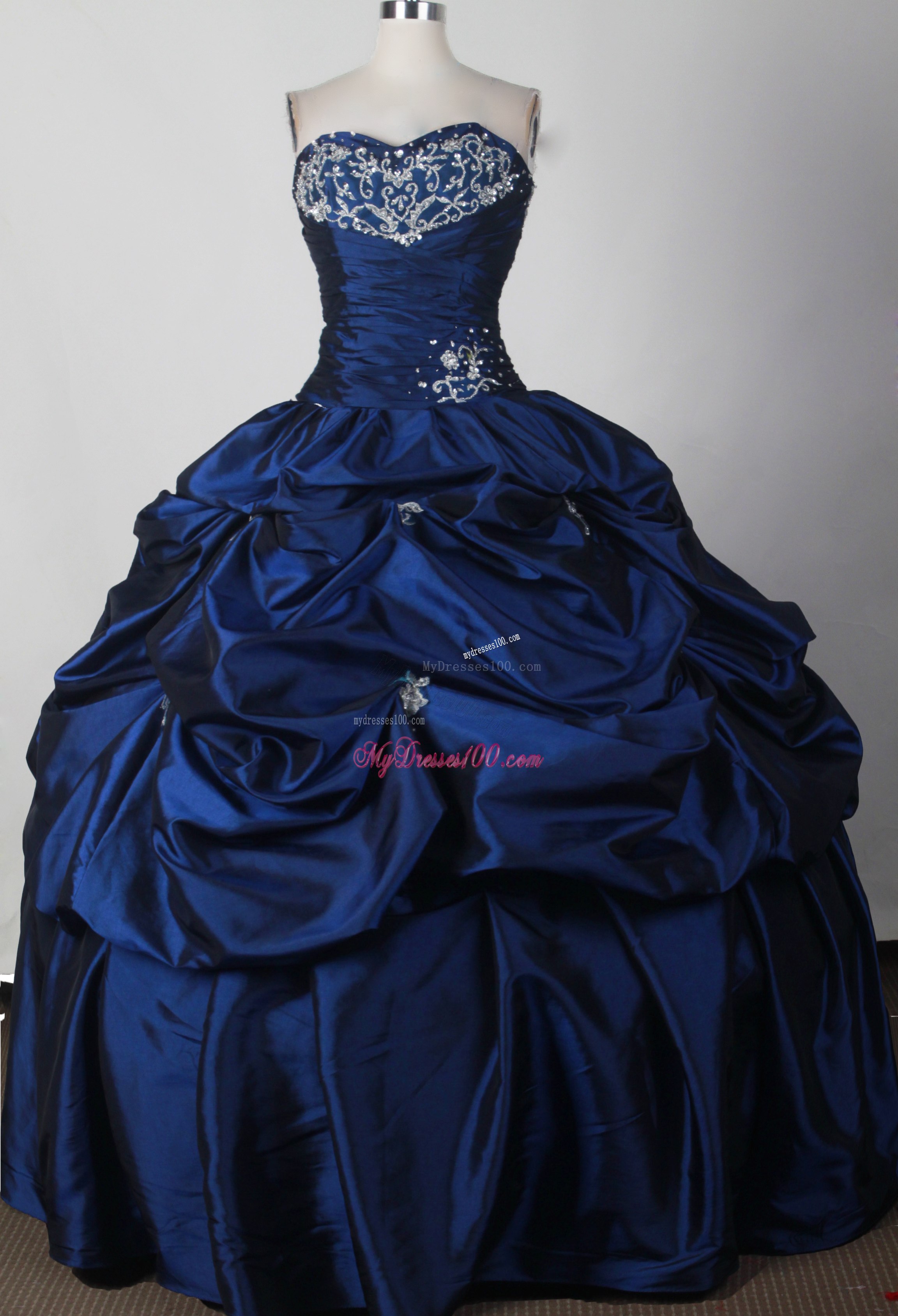 Appliques and Pick-ups Decorate Dresses 16 in Royal Blue