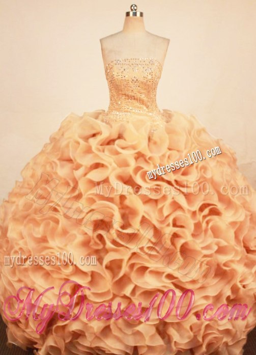 Lace Up Back Beading Bodice Sweet 15 Dresses with Rolling Flowers