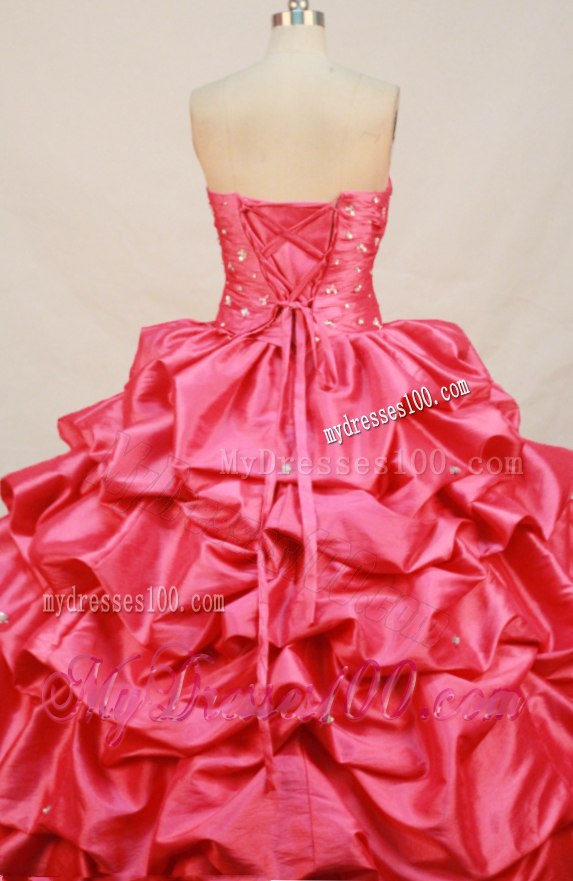 Rainestone and Bowknot Red Pick Ups Puffy Dresses for Quince