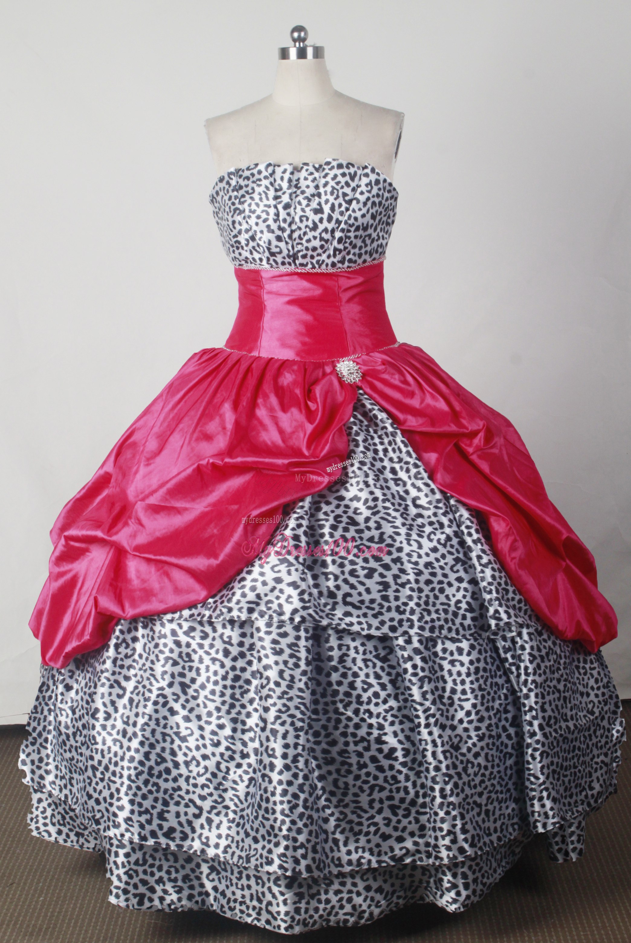 Strapless Dresses 16 in Hot Pink and Black-White Leopard