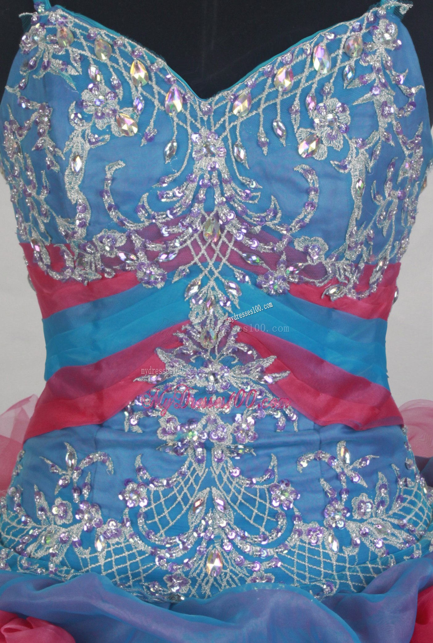 Colored Quinceanera Gowns with Appliques and Pick-ups