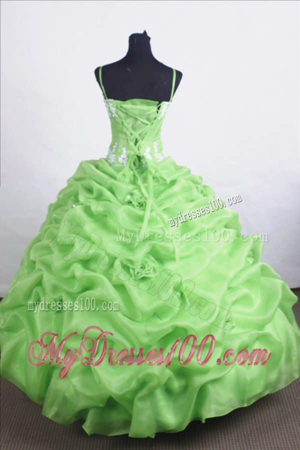 Spaghetti Straps and Beaded V-neck Quince Dress in Spring Green