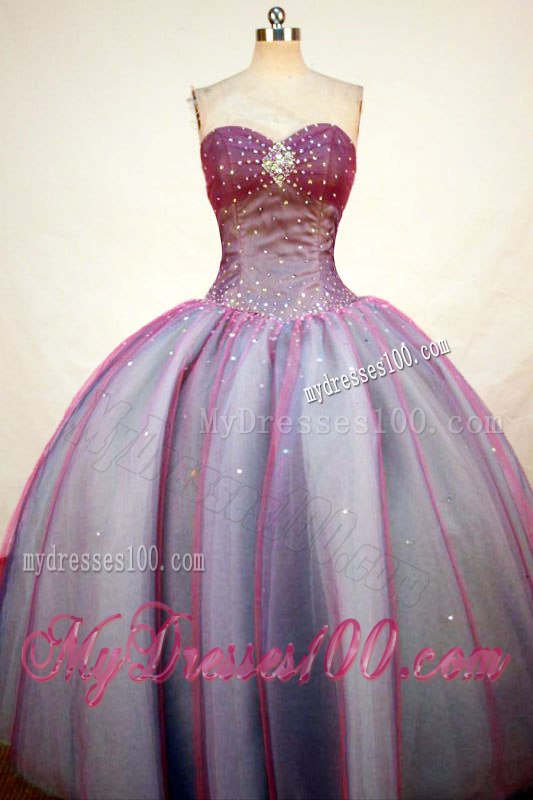 Two-toned Purple Puffy Sweet 15 Dresses Decorated by Shiny Beadings