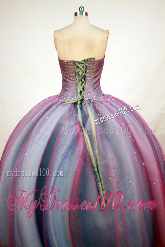 Two-toned Purple Puffy Sweet 15 Dresses Decorated by Shiny Beadings