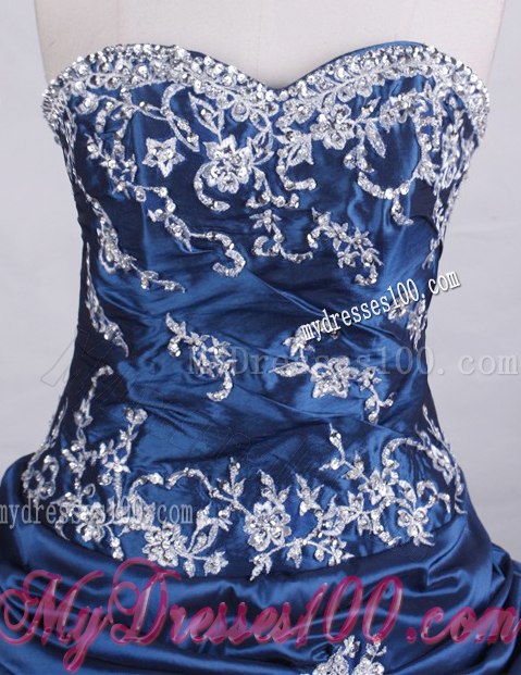Royal Blue Ball Gown Appliques Quinceanera Dresses with Ruffles