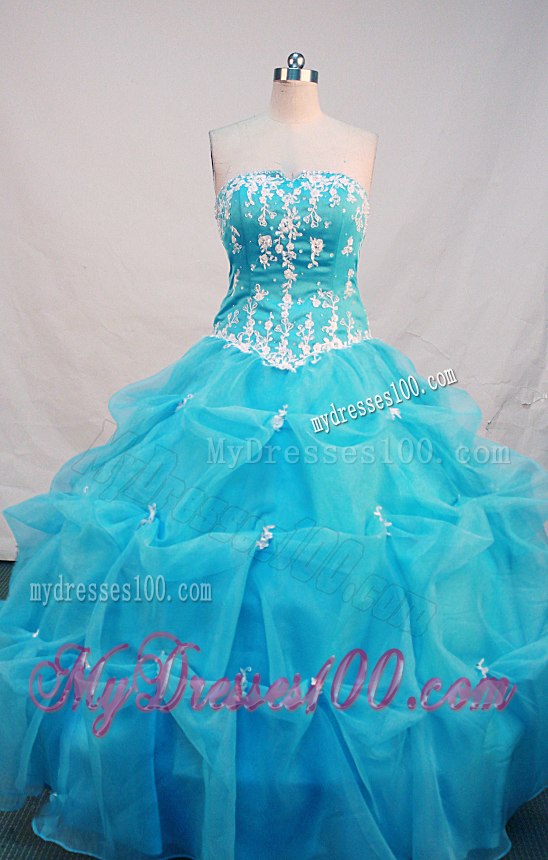 Pick-ups Quinceanera Party Dress with Beading and Appliques in Blue