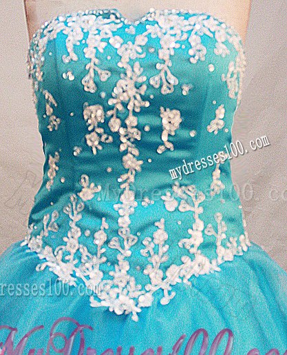 Pick-ups Quinceanera Party Dress with Beading and Appliques in Blue