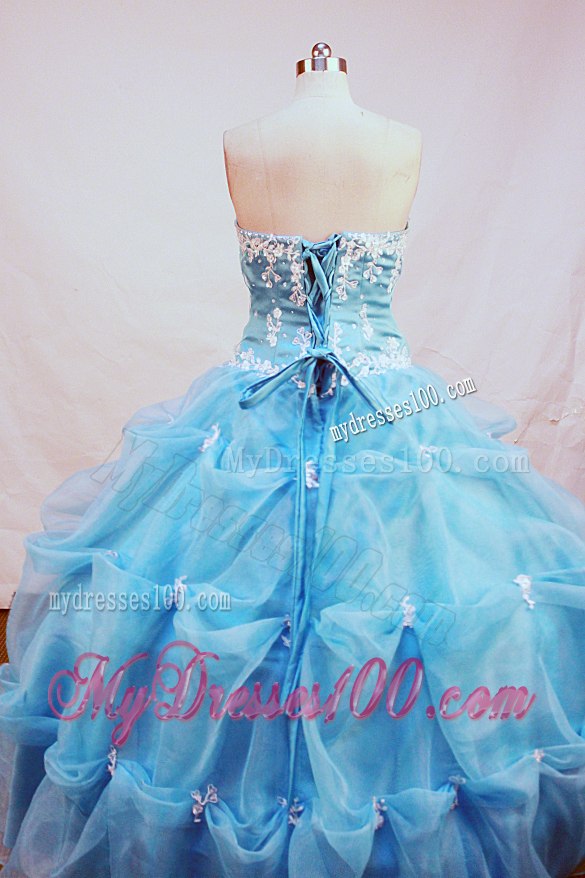 Pick-ups Quinceanera Party Dress with Beading and Appliques in Blue