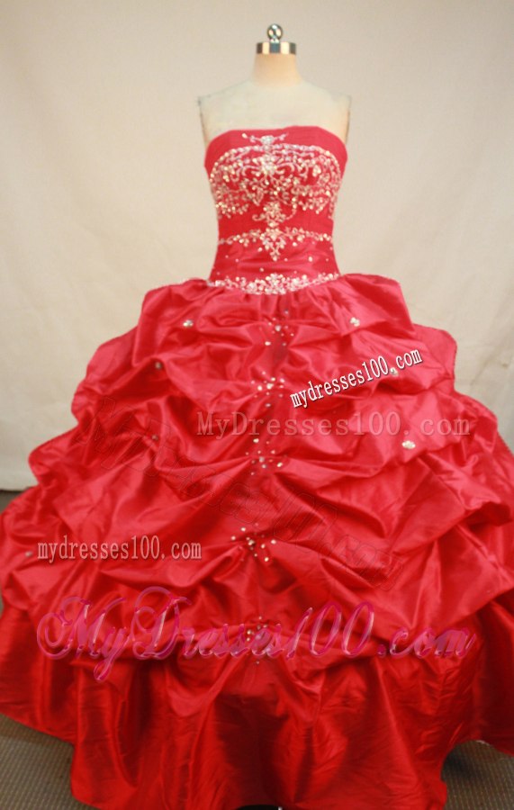 Pretty Crystal and Appliques Taffeta Quinceanea Dresses in Red