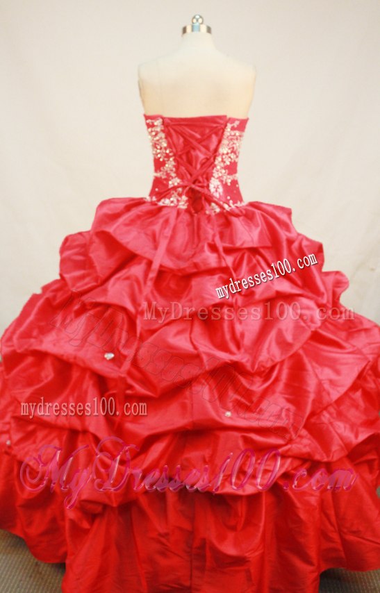Pretty Crystal and Appliques Taffeta Quinceanea Dresses in Red