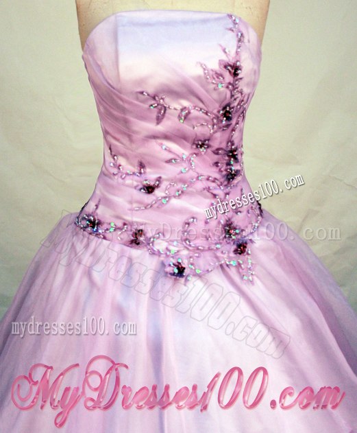 Pretty Strapless Ball Gown Sweet 16 Party Dresses with Appliques