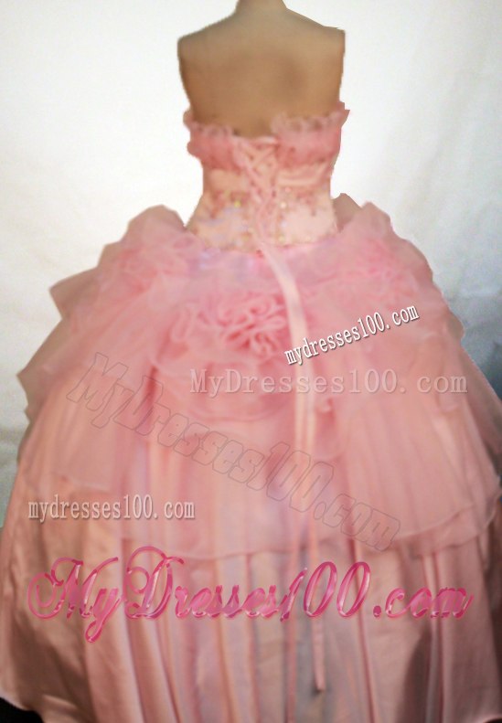 Beading Ruche Sweet 15 16 Dresses in Baby Pink Strapless Lace-up Back