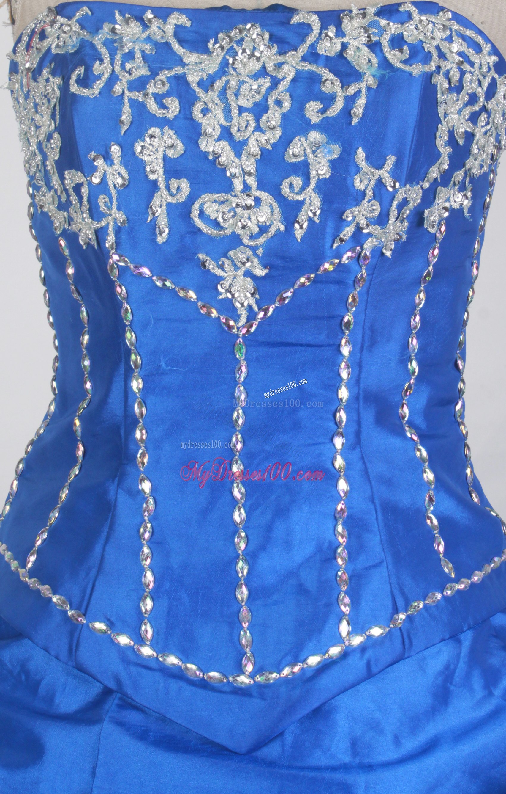 Beading and Appliques Quinceanera Party Dress with Pick-ups Brush Train