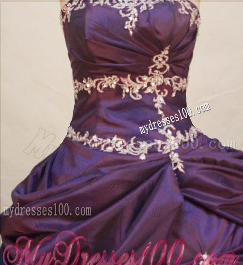 Strapless Ball gown Sweet 15 Dresses with Floral Beaded Embroideries