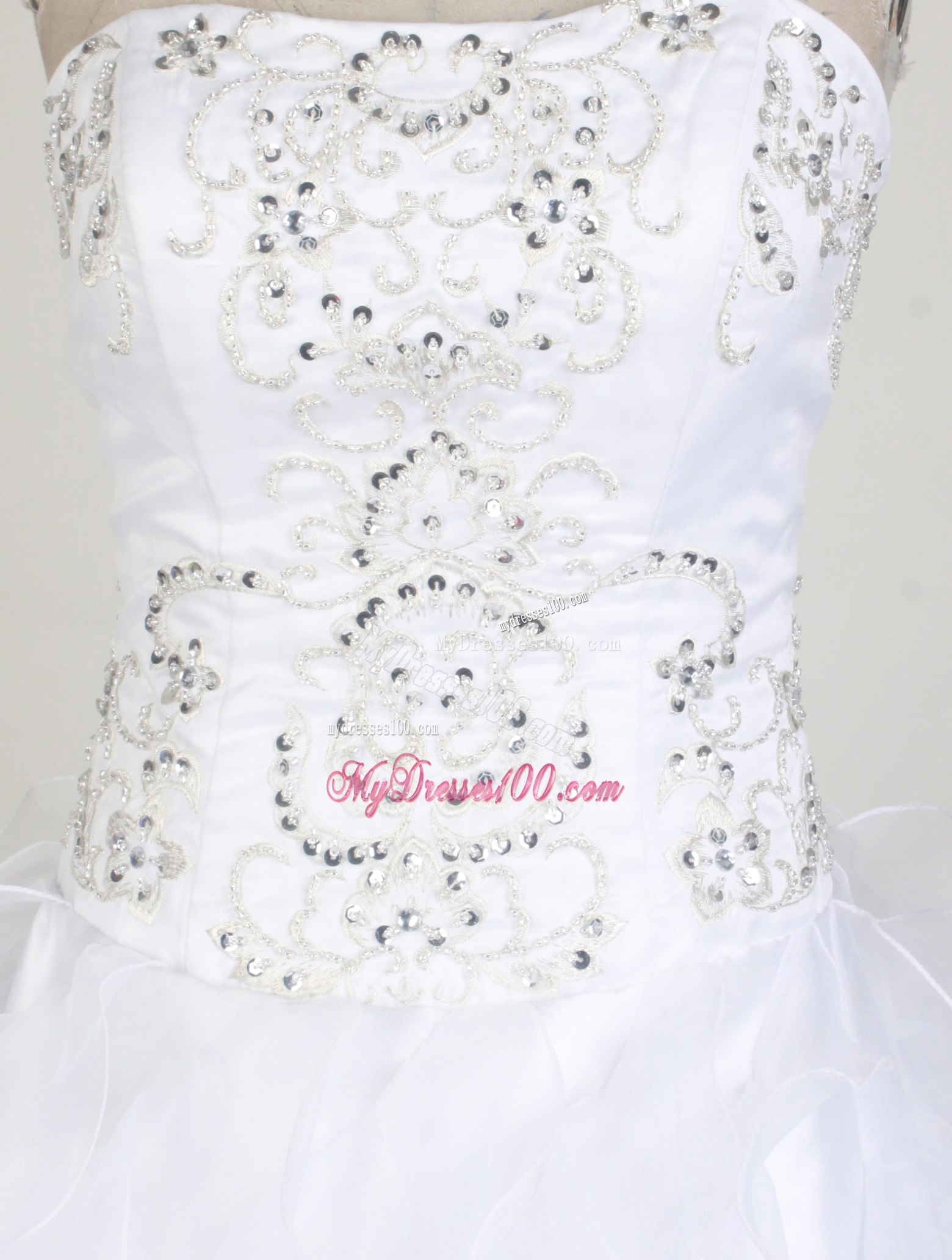 Ruffled Layers Sweet 15 Quinceanera Dress in White Organza