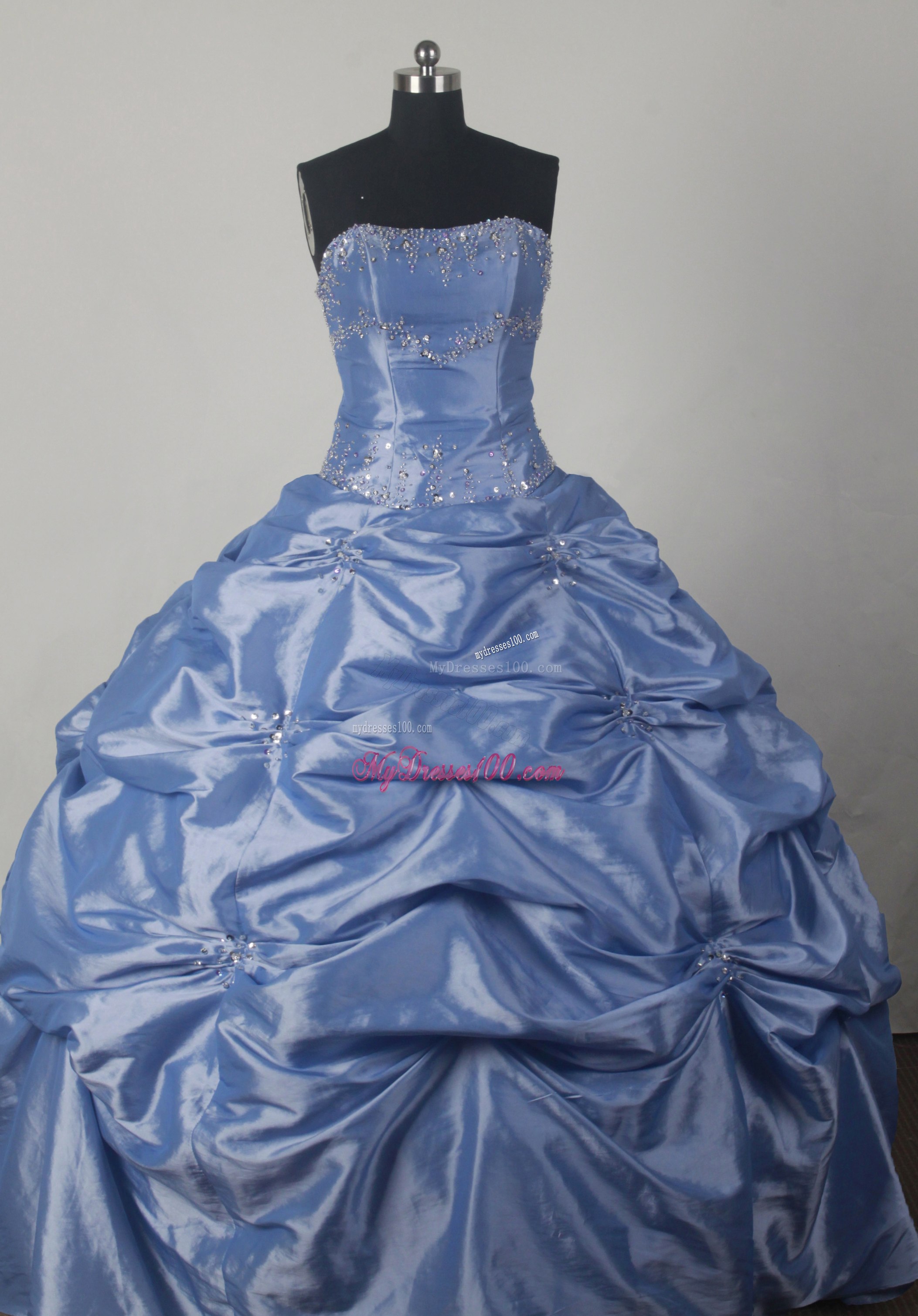Lace Up Back Bodice Quinceanera Dress with Pick-ups and Diamonds