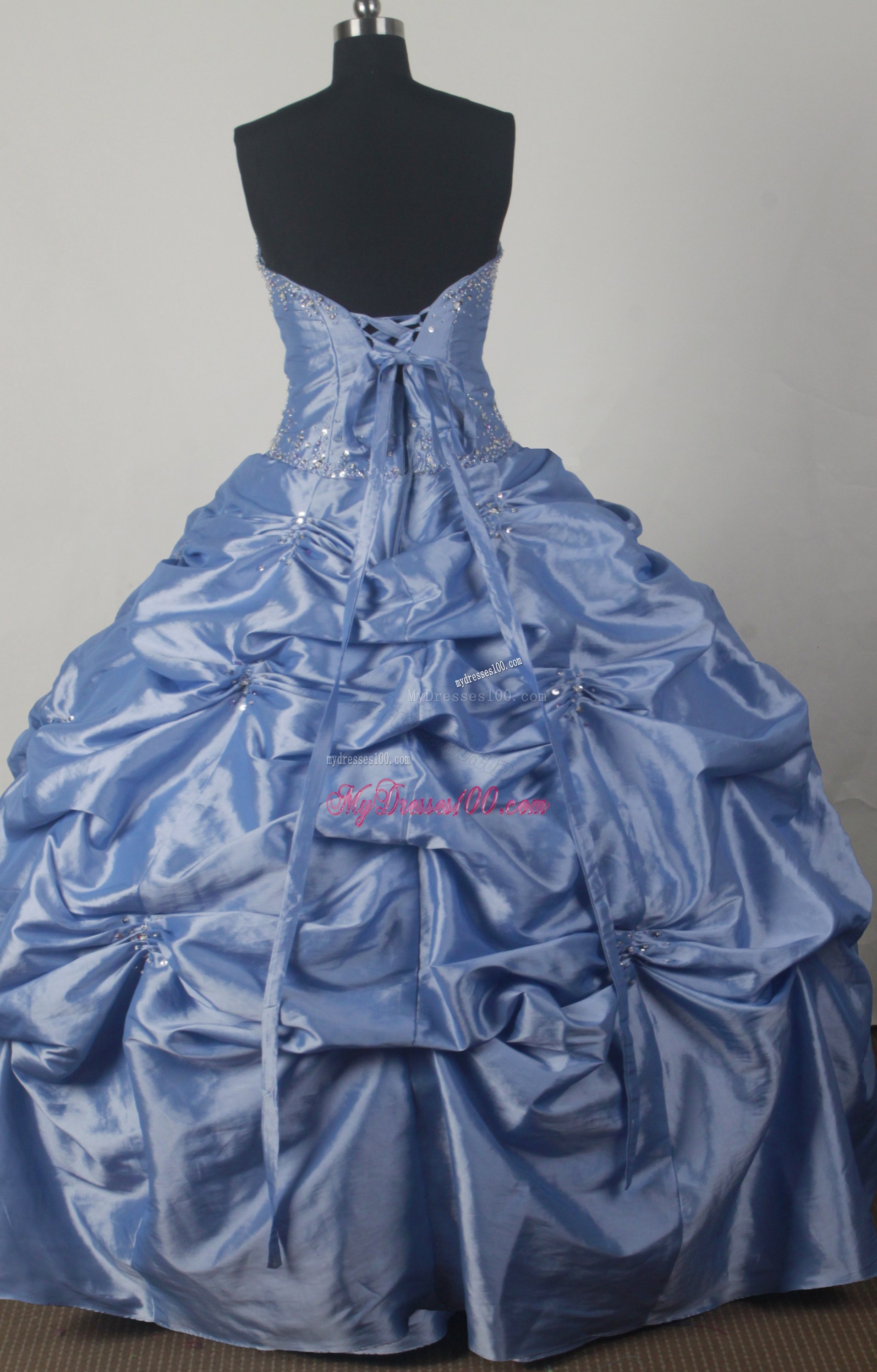 Lace Up Back Bodice Quinceanera Dress with Pick-ups and Diamonds