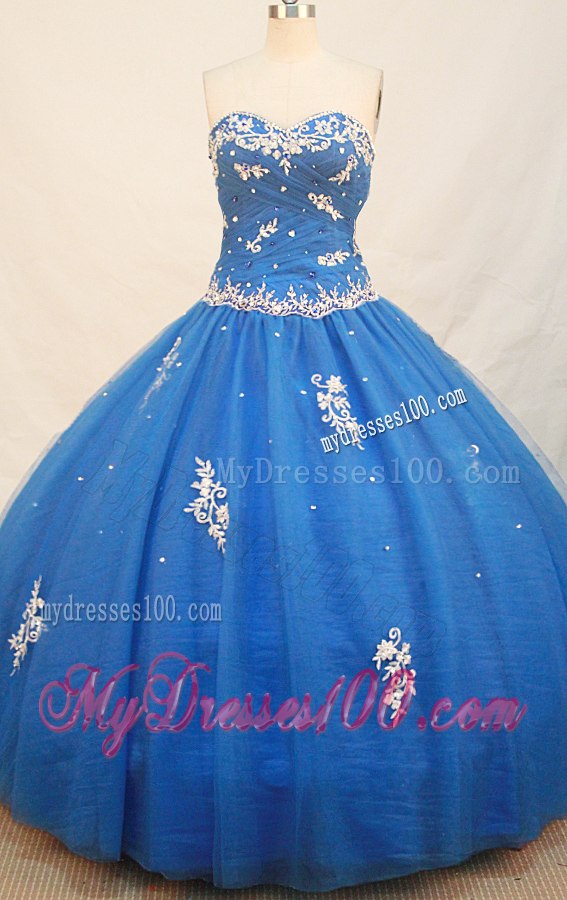 Discout Taffeta Lace-up Puffy Dresses for Quince with Appliques