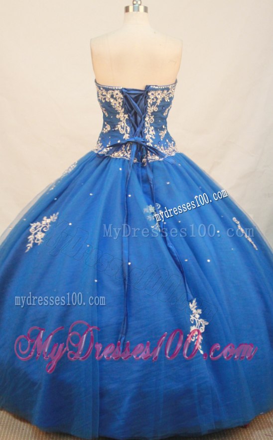 Discout Taffeta Lace-up Puffy Dresses for Quince with Appliques