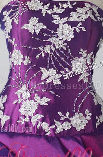 Pick-ups Layers Appliques Lace-up Back Sweet 16 Birthday Pary Dress in Purple