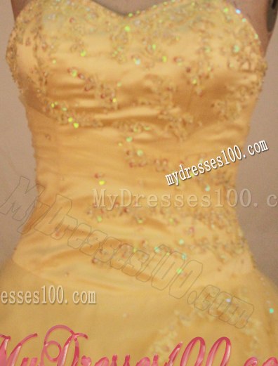 Formal Sweetheart Beaded Puffy Quinceanera Dresses in Gold New Style