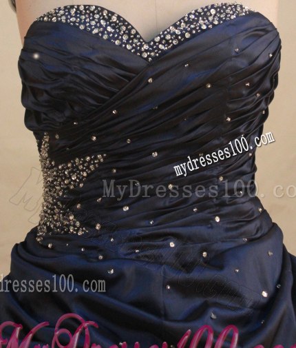 Ruche Sweetheart Quinceanera Dresses in Navy Blue Pick ups Hot Sale