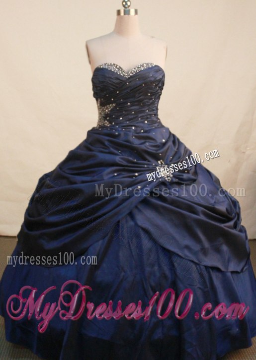 Ruche Sweetheart Quinceanera Dresses in Navy Blue Pick ups Hot Sale