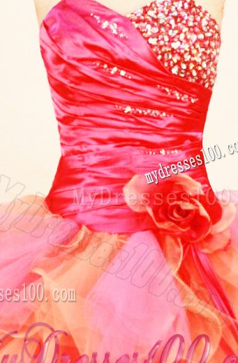 Outstanding Ruffles Beading Multi-colored Sweet 15 16 Party Dresses Handmade Flower
