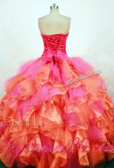 Outstanding Ruffles Beading Multi-colored Sweet 15 16 Party Dresses Handmade Flower