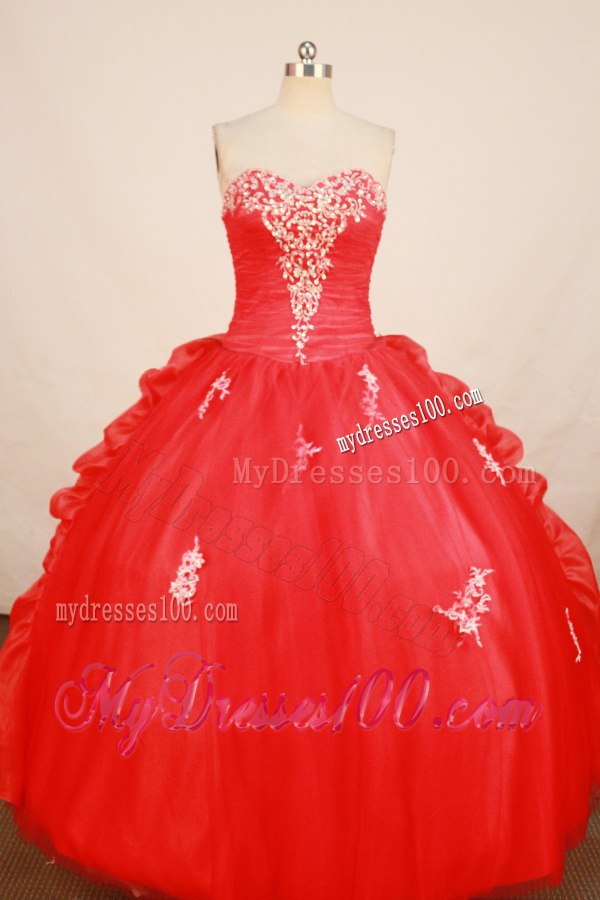 Sweetheart Beaded Appliques Sweet 15 Birthday Party Dresses in Red