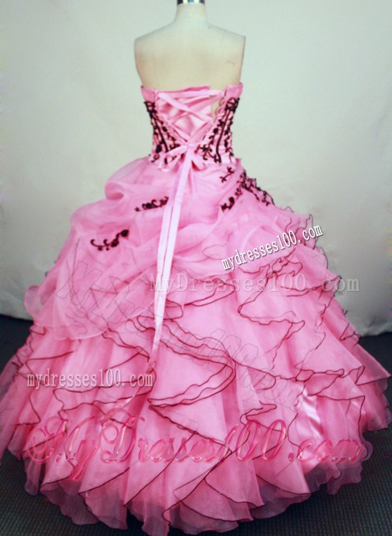 Perfect Baby Pink Appliques Quinceanera Dresses Ruffle Layers Lace-up Back