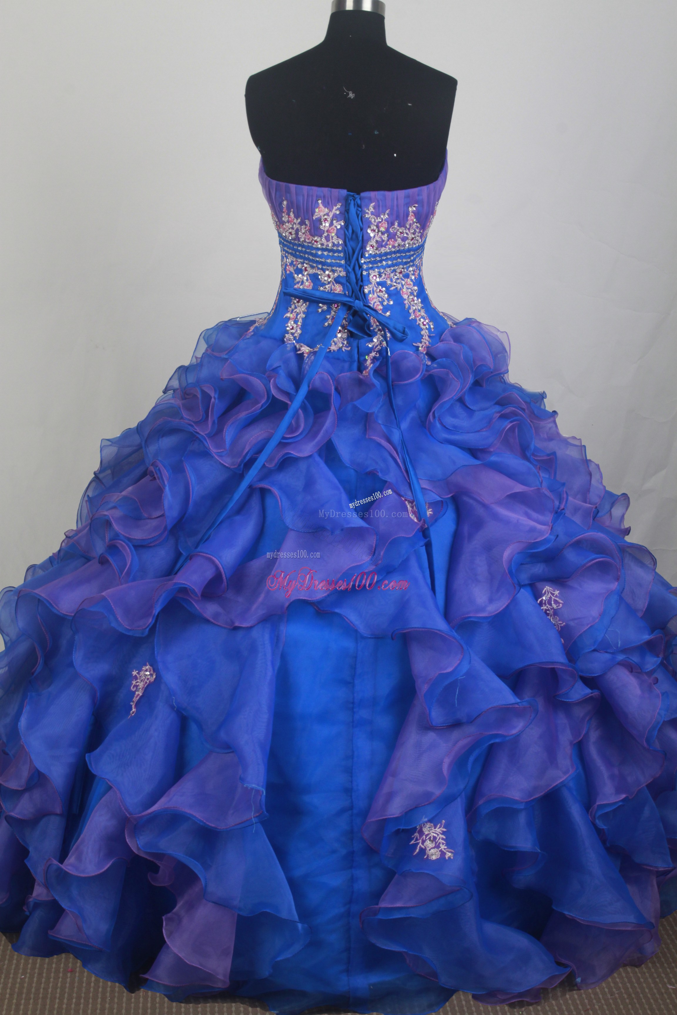 Ruffled Sweet 16 Quinceanera Dress in Lavender and Blue