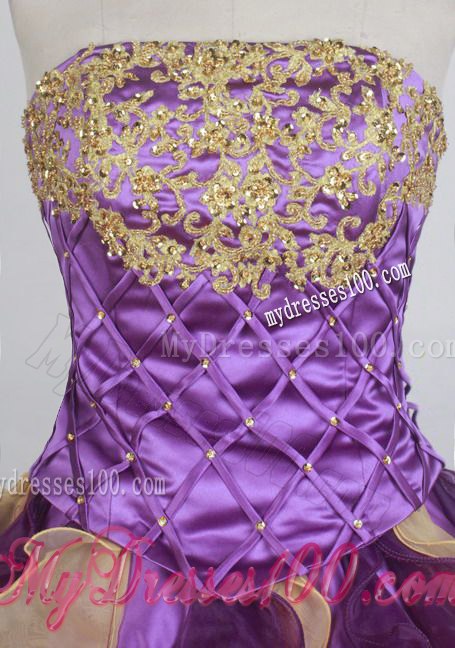Multi-colored Ruffled and Beaded Dress for Quinceanera