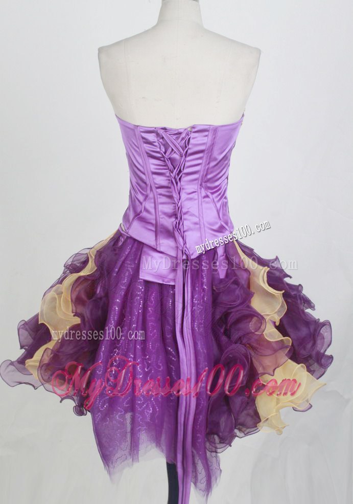 Multi-colored Ruffled and Beaded Dress for Quinceanera