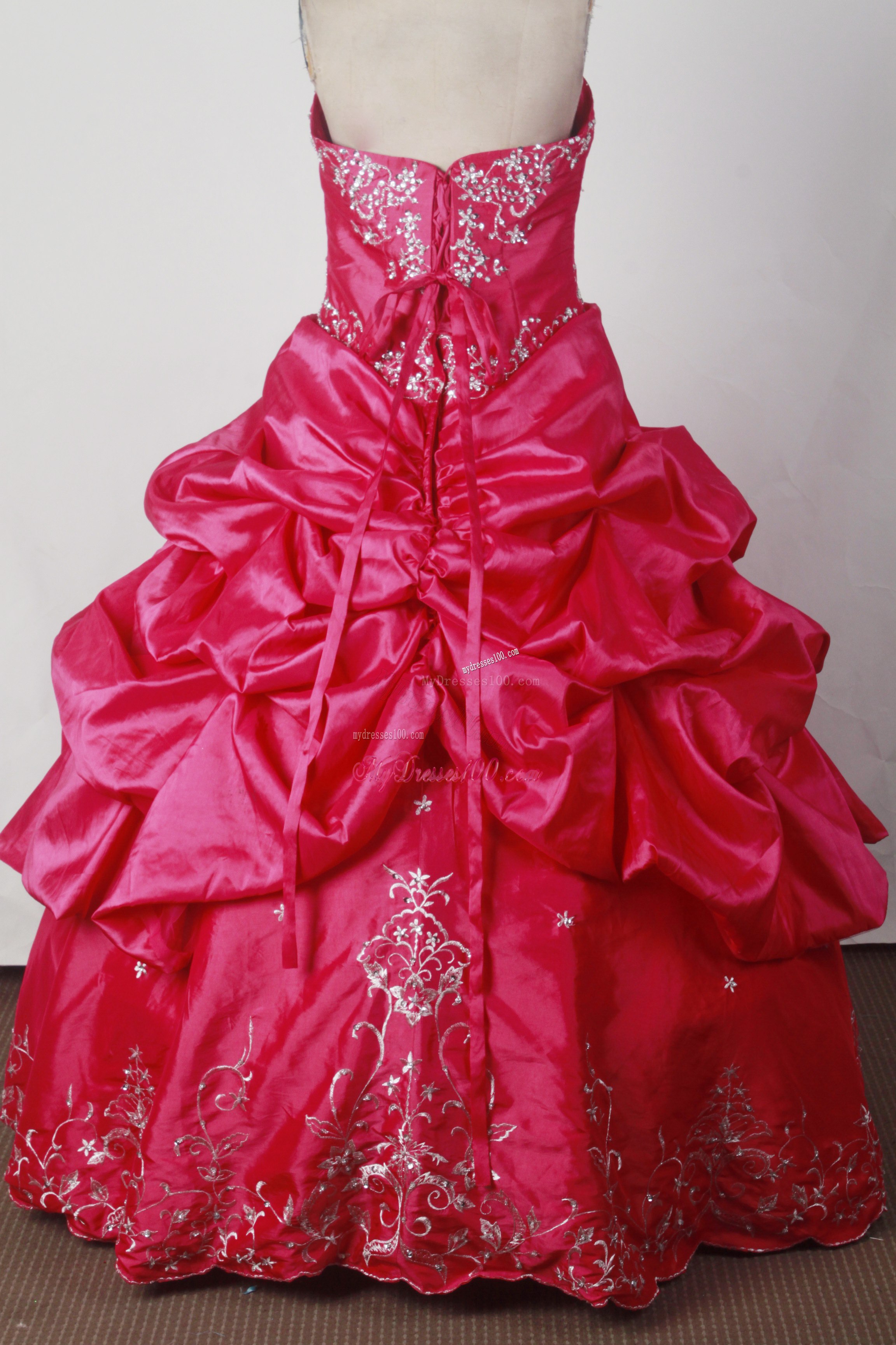 Hot Pink Quinceanera Dress with Appliques and Pick-ups
